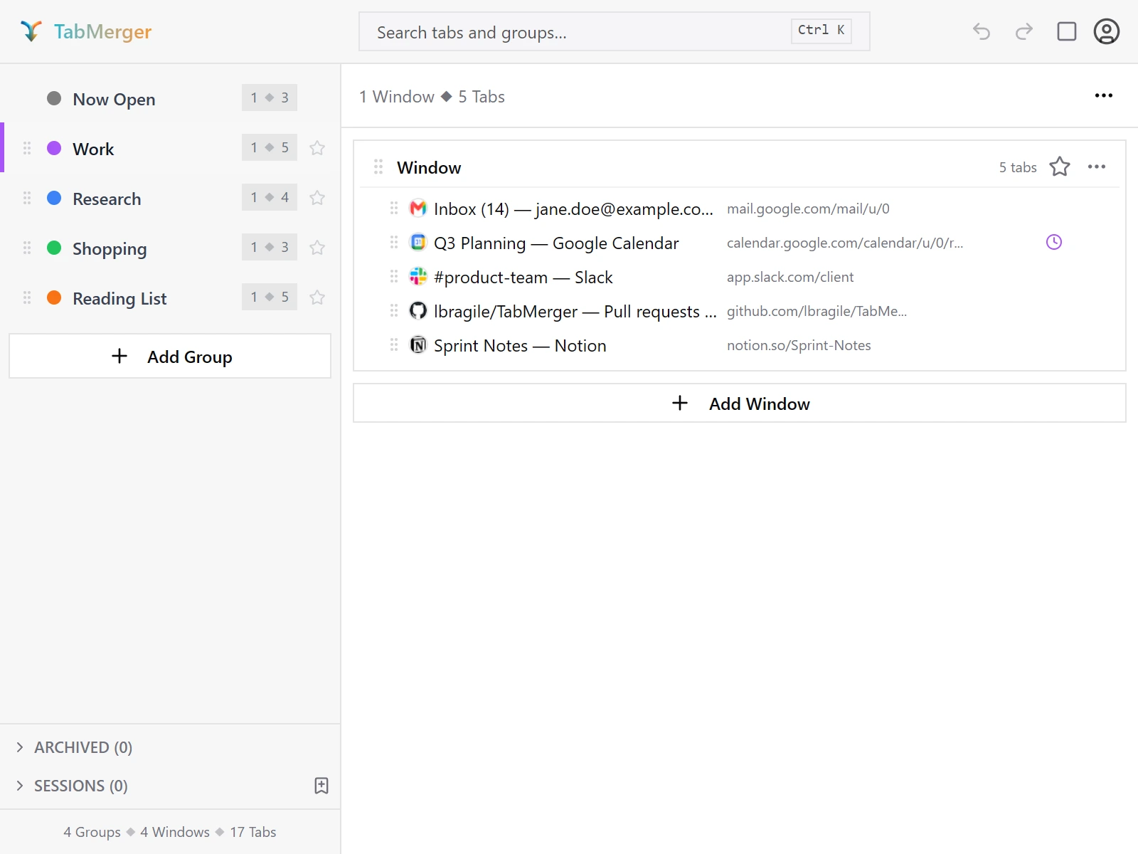 The same window after setting a reminder: a clock icon at the end of the Q3 Planning tab's row